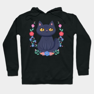 Pretty kitty with colorful flowers Hoodie